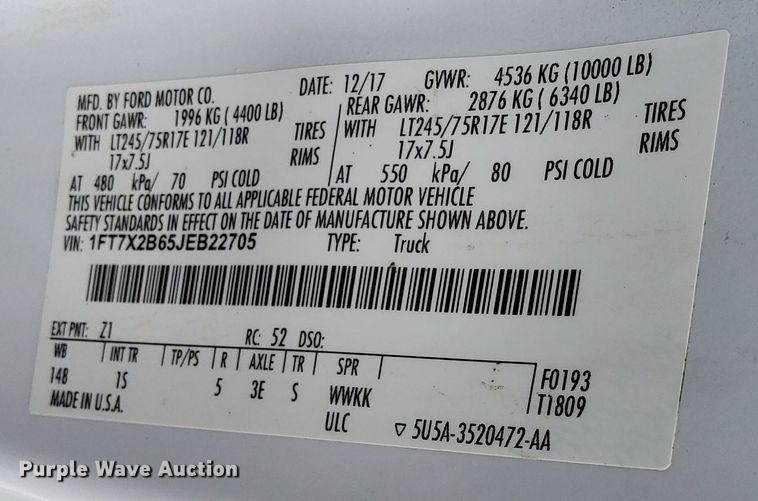 image for item DQ6015 2018 Ford F250 Super Duty SuperCab pickup truck