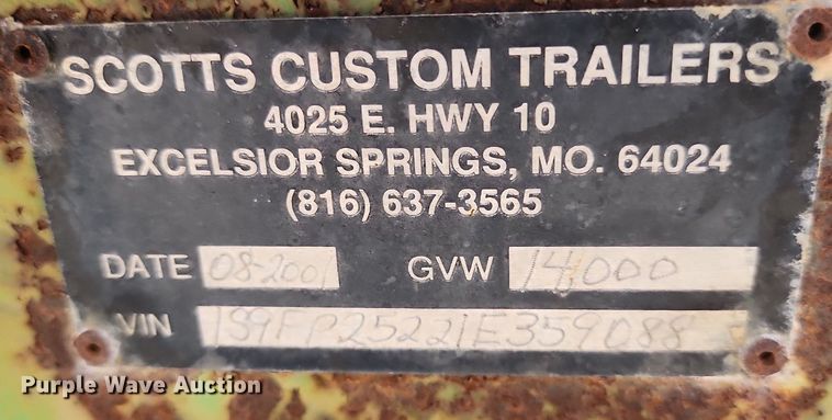 image for item DR7881 2001 Scotts Custom Trailers equipment trailer