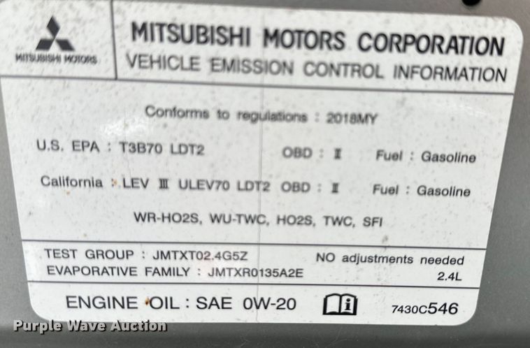 image for item DW2971 2018 Mitsubishi Outlander SEL SUV