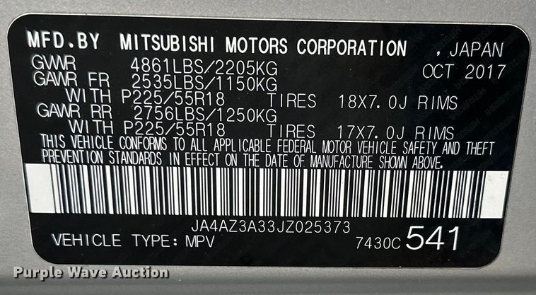 image for item DW2971 2018 Mitsubishi Outlander SEL SUV