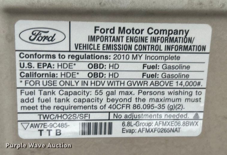 image for item EG1304 2010 Ford E450 box truck