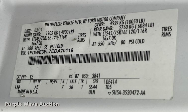 image for item EG1320 2014 Ford E350 Super Duty van