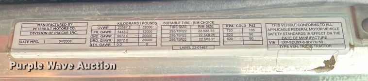 image for item EG1333 2009 Peterbilt  365 flatbed truck