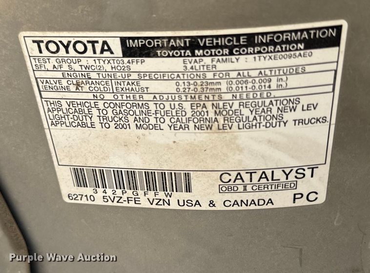 image for item EH5344 2001 Toyota Tacoma Double Cab pickup truck