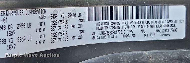 image for item EI3643 2002 Jeep Grand Cherokee SUV