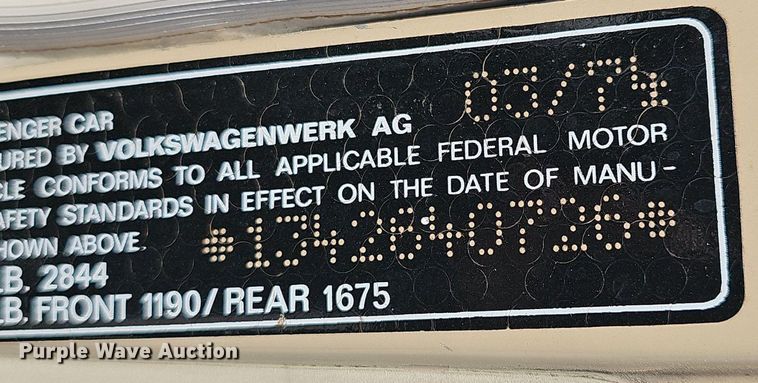 image for item EJ6170 1974 Volkswagen  Beetle 