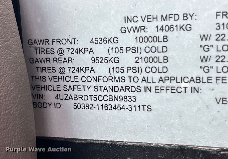 image for item EK4244 2012 Thomas Built school bus