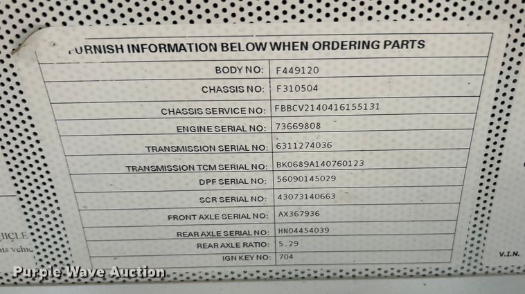 image for item EK4247 2015 Blue Bird Vision school bus