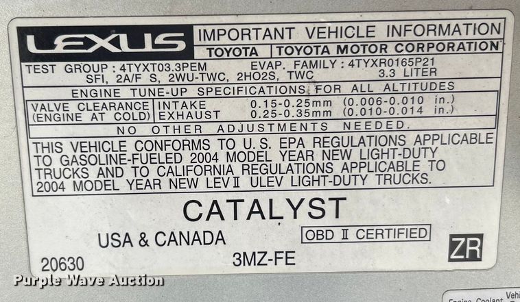 image for item EK4249 2004 Lexus RX 330 SUV