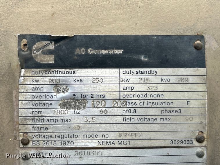 image for item EK4315 Cummins 440FDR7012GHW generator