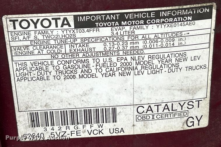 image for item EK4320 2000 Toyota Tundra SR5 Access Cab pickup truck