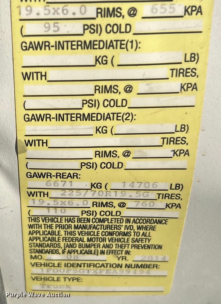 image for item EK4326 2015 Ford F550 Super Duty XL truck cab and chassis