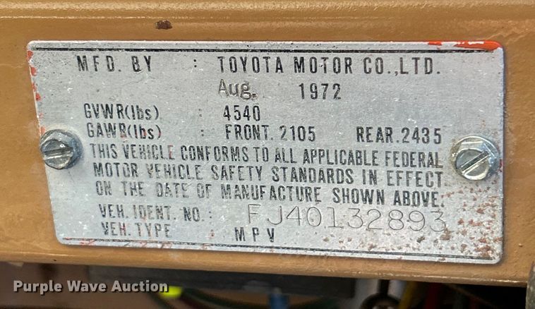 image for item EK4417 1972 Toyota FJ 40 Land Cruiser SUV