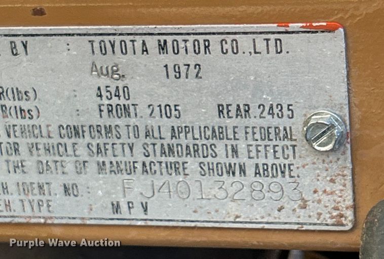 image for item EK4417 1972 Toyota FJ 40 Land Cruiser SUV