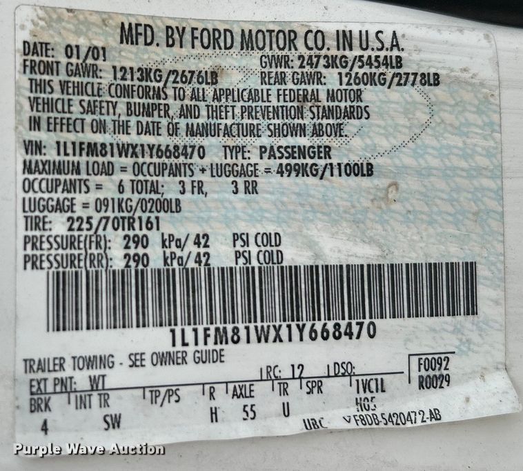 image for item NB9360 2001 Lincoln Krystal  limousine