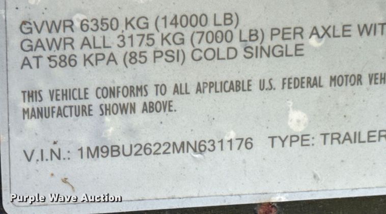 image for item ND9104 2021 Millertime 82X26 BU equipment trailer