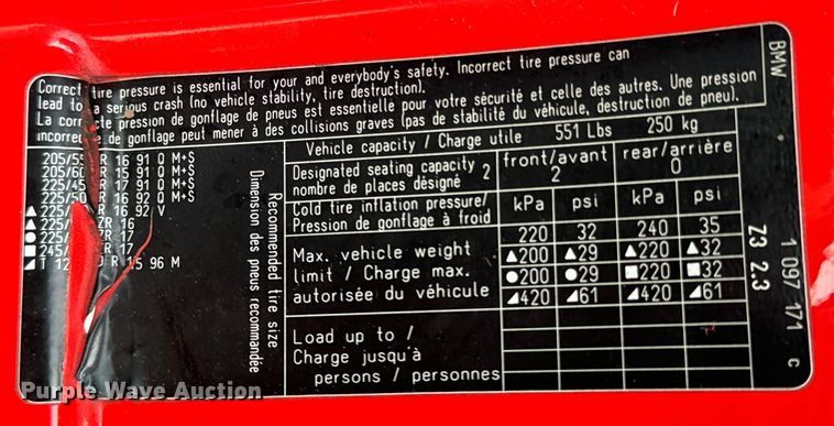 image for item ND9125 2000 BMW Z3 convertible