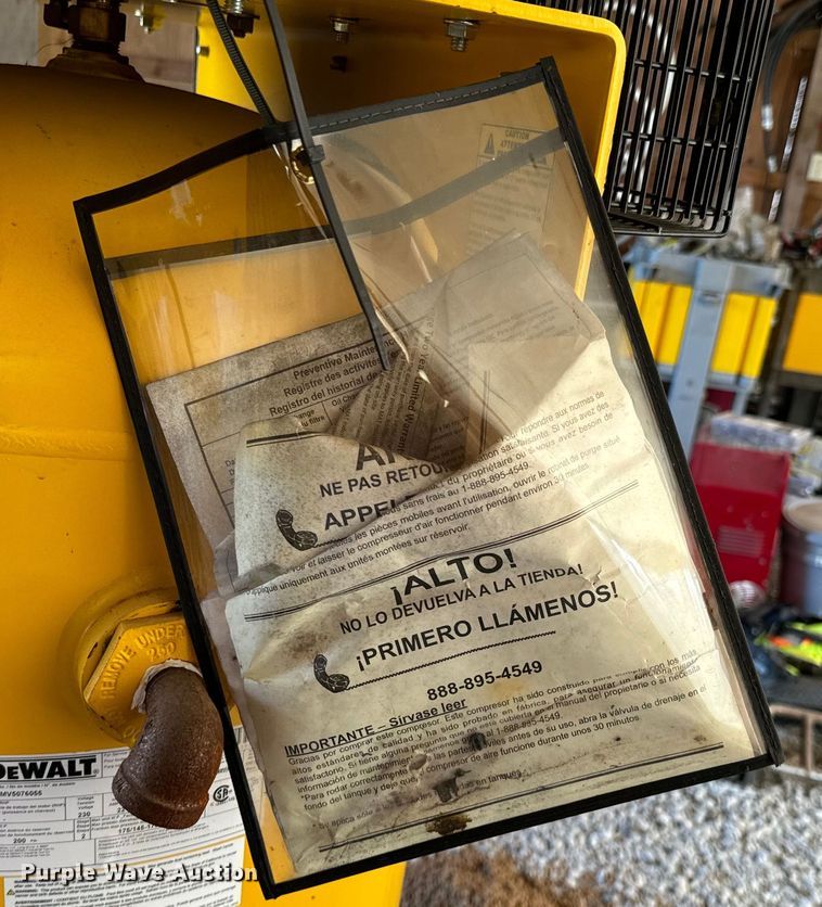 image for item ND9134 DeWalt DXCMV5076055 air compressor and Metal Pro iron worker 