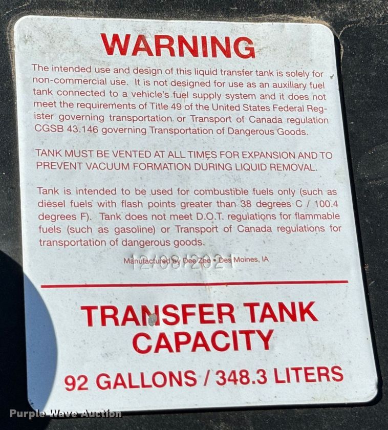 image for item ND9135 2021 DeeZee transfer tank