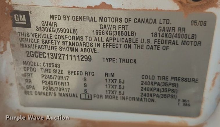 image for item NG9325 2007 Chevrolet Silverado 1500 Crew Cab pickup truck