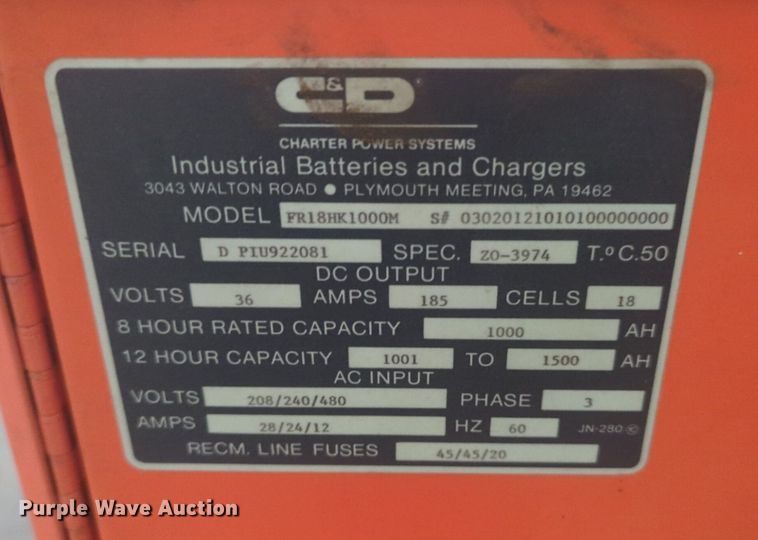 image for item NG9346 (2) C&D forklift chargers