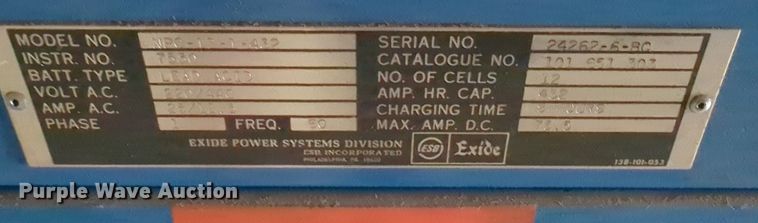 image for item NG9348 (4) Exide forklift chargers