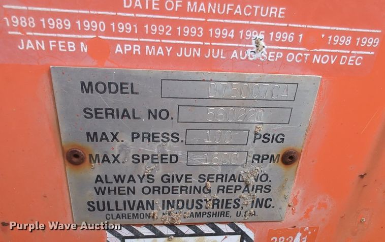 image for item NG9381 Sullivan D75007CA air compressor