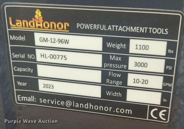 image for item NG9391 2023 Land Honor GM-12-96W skid steer grader