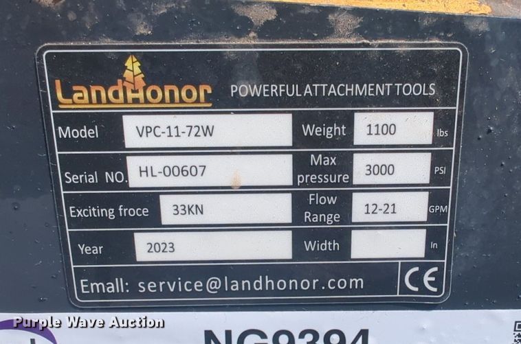 image for item NG9394 2023 Land Honor VPC-11-72W skid steer plate compactor