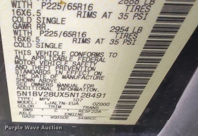 image for item NG9494 2005 Nissan Quest van