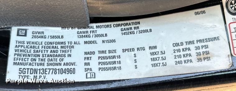 image for item NH9049 2007 Hummer H3 SUV