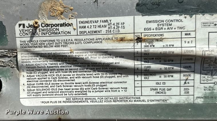 image for item NH9051 1987 Jeep Wrangler Laredo SUV