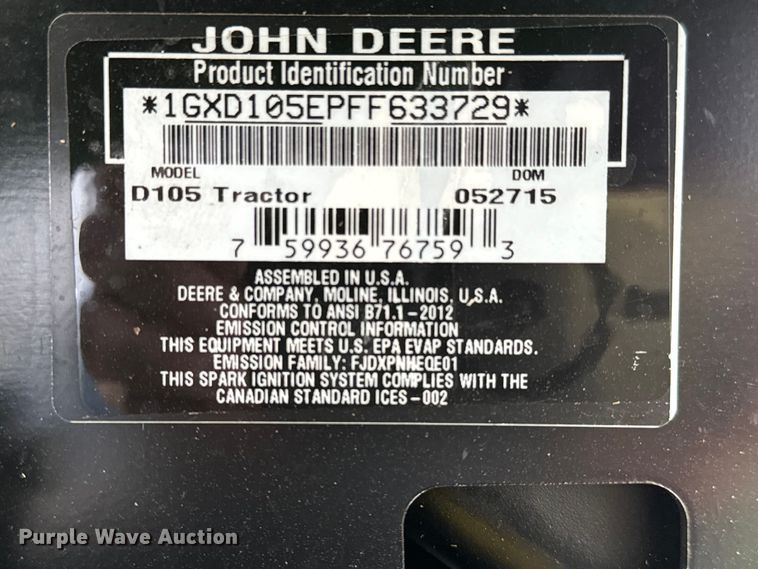 image for item NH9057 John Deere D105 lawn mower