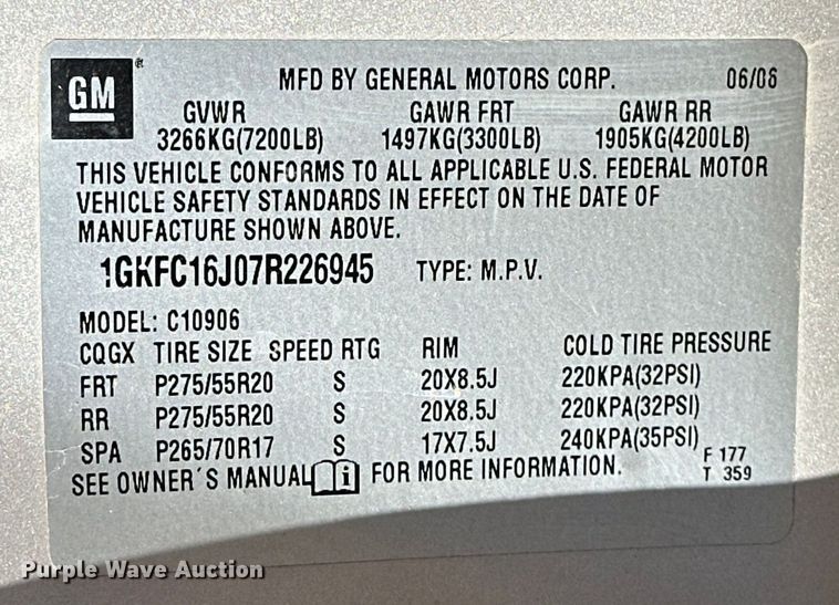 image for item NJ9495 2007 GMC Yukon XL SLT SUV