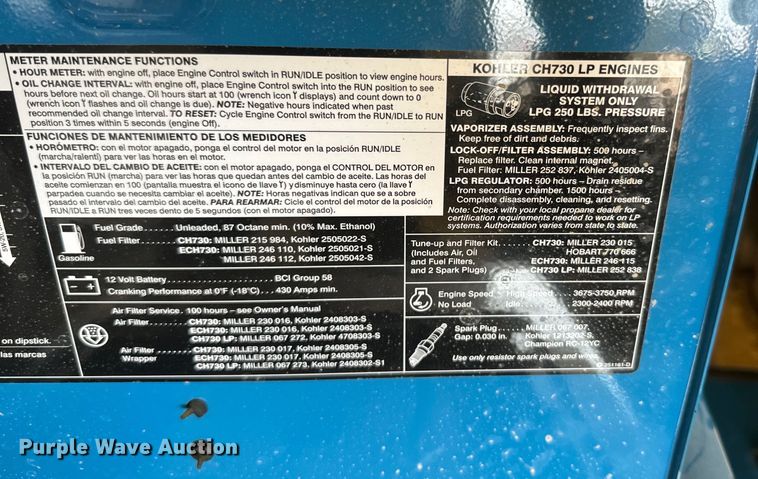 image for item NS9518 Miller Bobcat 250 welder/generator