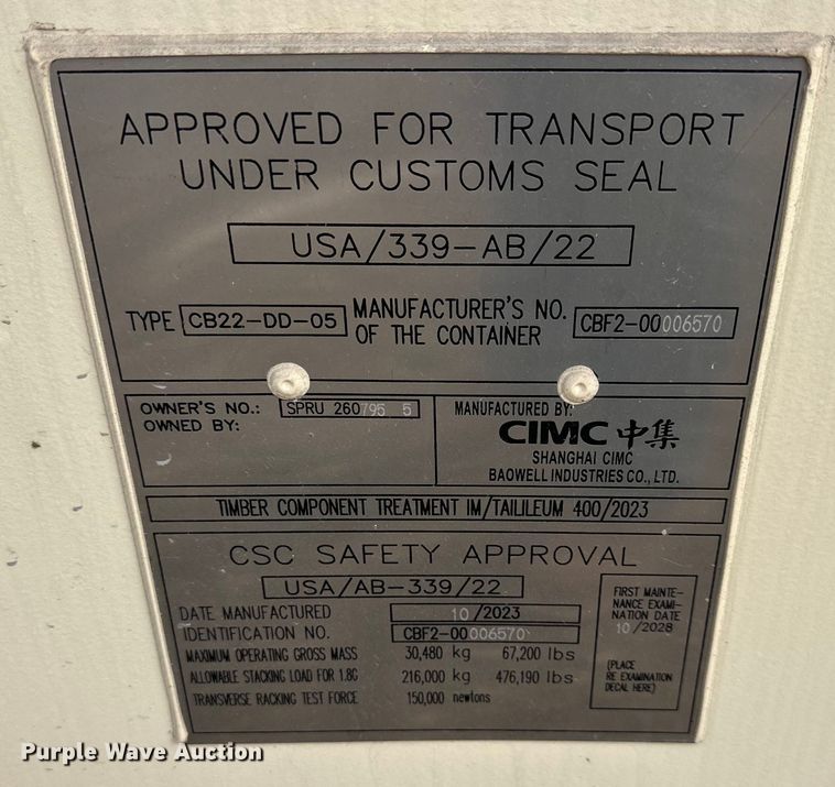 image for item NT9064 2023 shipping container 