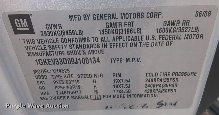 image for item NZ9390 2009 GMC Acadia SUV