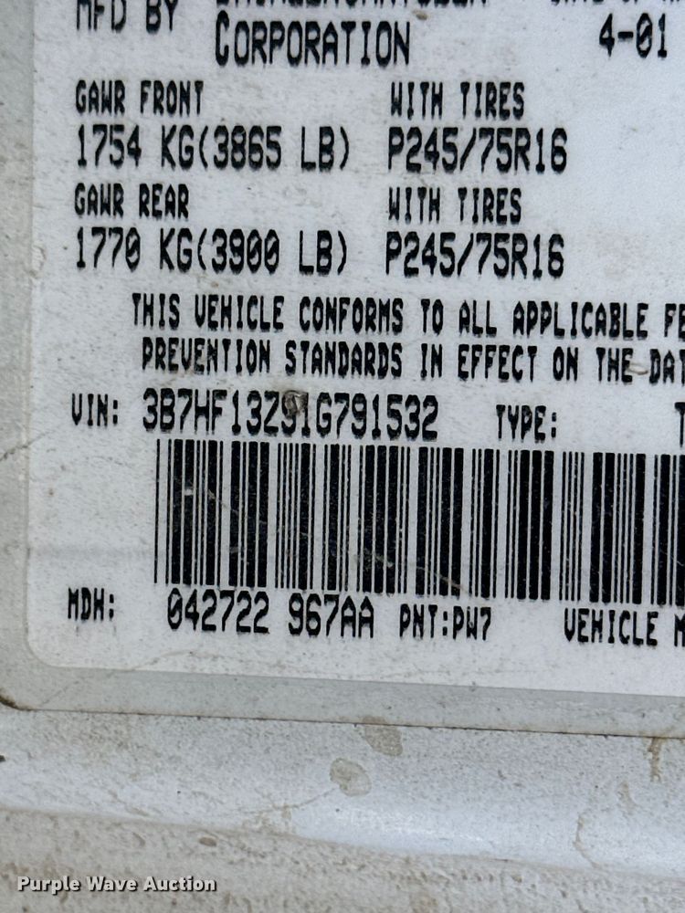 image for item OE9010 2001 Dodge  Ram 1500 Quad Cab pickup truck