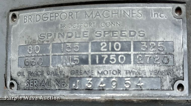 image for item OE9037 Bridgeport milling machine