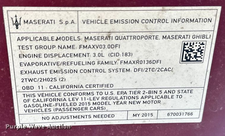 image for item OI9293 2015 Maserati Ghibli 