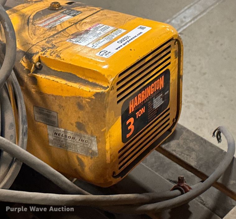 image for item OI9331 Harrington three ton pneumatic hoist