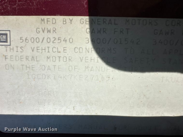 image for item OI9334 1989 Chevrolet K1500 pickup truck