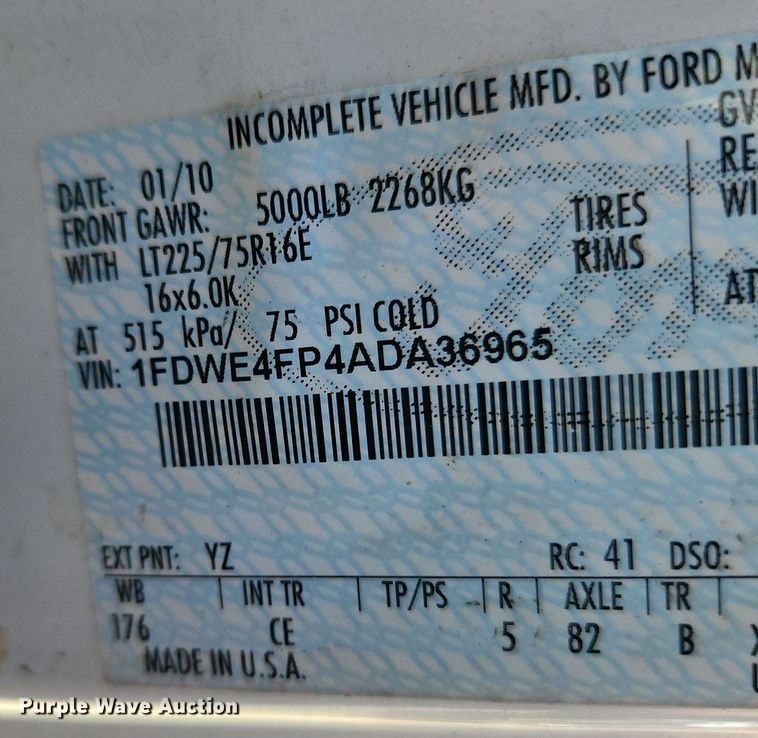 image for item OK9836 2010 Ford  E450 Super Duty sewer inspection truck