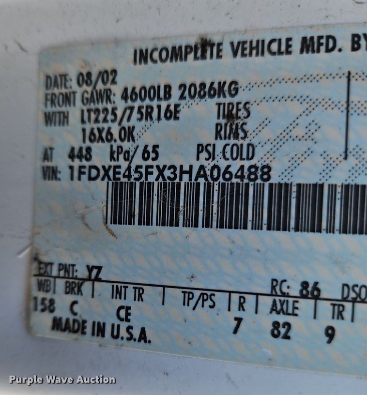 image for item OK9837 2003 Ford E450 Super Duty sewer inspection truck