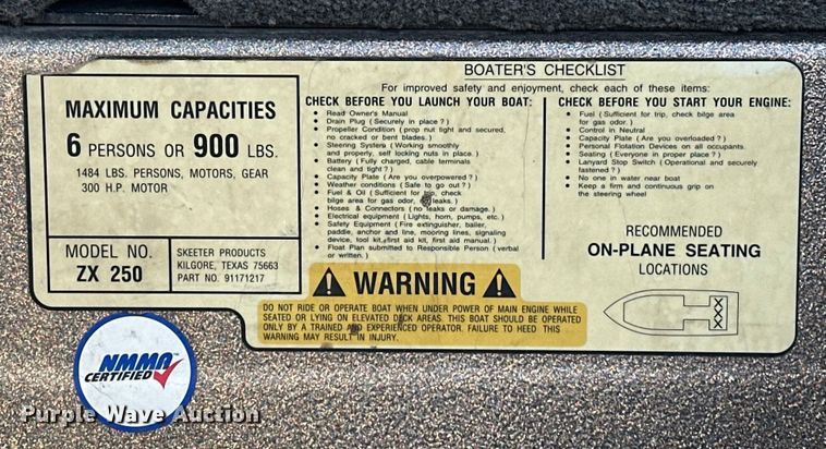 image for item OM9328 2004 Skeeter ZX250 boat