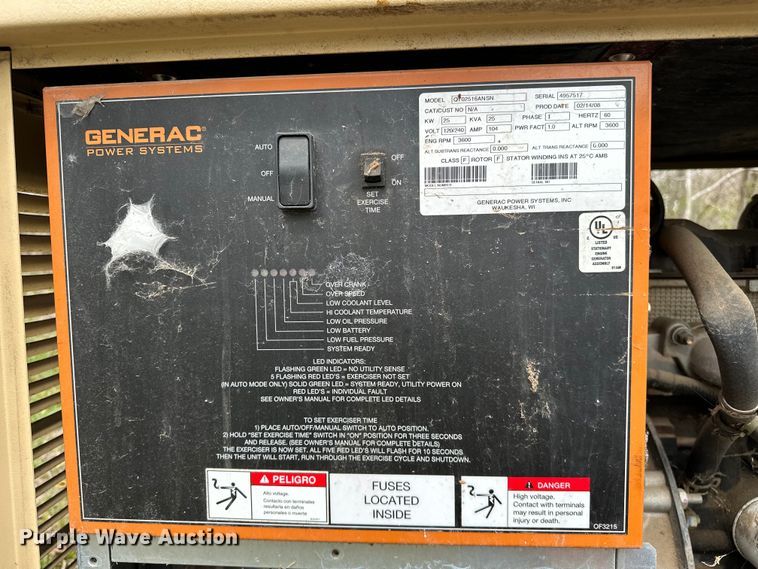 image for item OM9346 2008 Generac  QT02516ANSN generator