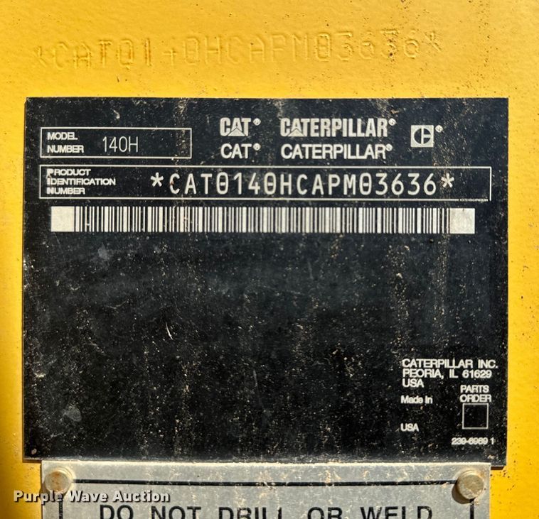 image for item DK6802 2007 Caterpillar 140H VHP motor grader