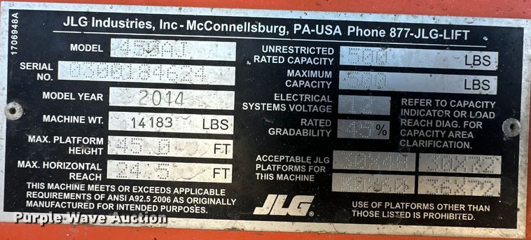 image for item DM2716 2014 JLG 450AJ Series II boom lift