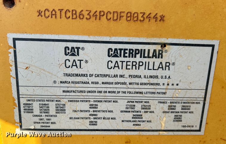 image for item DO1001 2002 Caterpillar CB-634D double drum vibratory roller