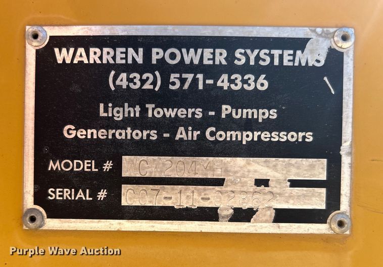 image for item DO1018 Warren Power Systems  WCW204MH light plant